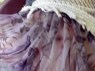 Hairy mature upskirt on the carriage