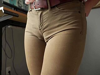 naughty colleague showing off wedgie pussy