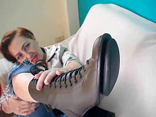 milf slave shows off her boots fetish in heels