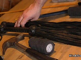 perky tits slave in torn pantyhose gets tied