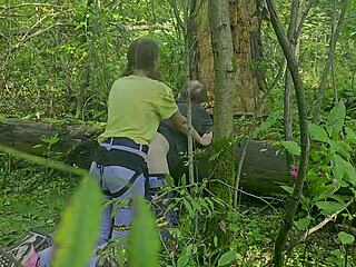 Anastasia mistress uses strapon on outdoor amateur slave