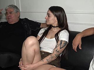 My wife watches amused as her stupid busty friend gives me a great blowjob and touches herself all over