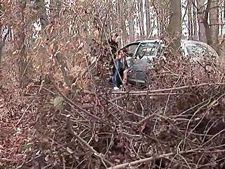 nataly lancaster plays kinky games in woods