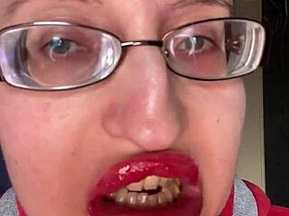 giantess big lips big eyeglasses asmreating snickers protein bar
