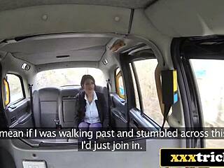 Cab driver pounded the bimbo's huge fake tits in the taxi