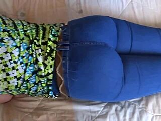 Look At Stepmoms Big Ass And I Cum On Her Used Thongs She Loves Watching My Handjobs