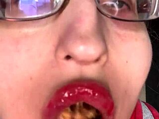 giantess big lips big eyeglasses asmreating snickers protein bar