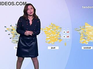 anais baydemir presents weather in leather skirt