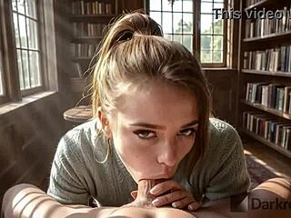My girlfriend loves risky sex so i fuck her in the library ai