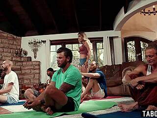 yoga instructor babe lilith grace caught in accidental gangbang