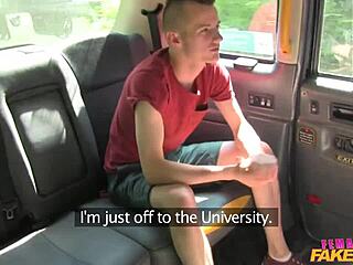 Blonde pornstar with big tits fucks lucky skinny student - female fake taxi