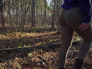 Amateur Milf In Tight Jeans Teasing Her Tight Ass In The Forest