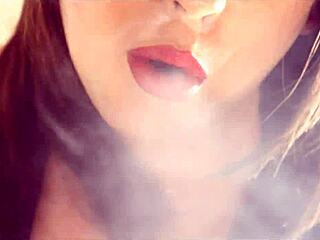 bbw mistress tina snua tip to tails two cork cigarettes close up