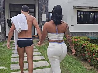 stepsister rides cock in threesome with max
