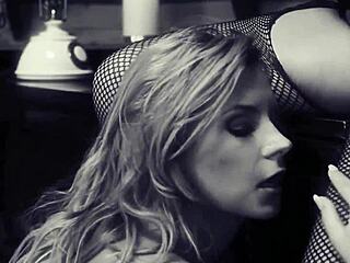 stockinged lady enjoys deep anal fingering