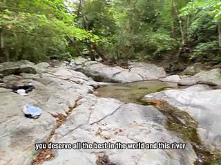 The boyfriend didnt fuck her and the bitch sought pleasure with a stranger in a river